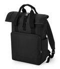 Recycled Twin Handle Roll-Top Laptop Backpack Black