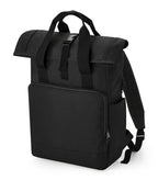 Recycled Twin Handle Roll-Top Laptop Backpack Black