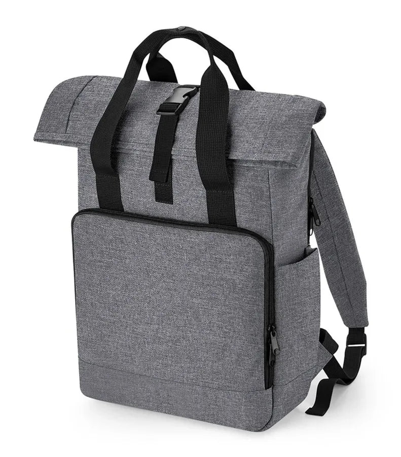 Recycled Twin Handle Roll-Top Laptop Backpack GreyMarl