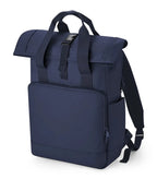 Recycled Twin Handle Roll-Top Laptop Backpack NavyDusk