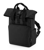 Recycled Mini Twin Handle Roll-Top Backpack Black