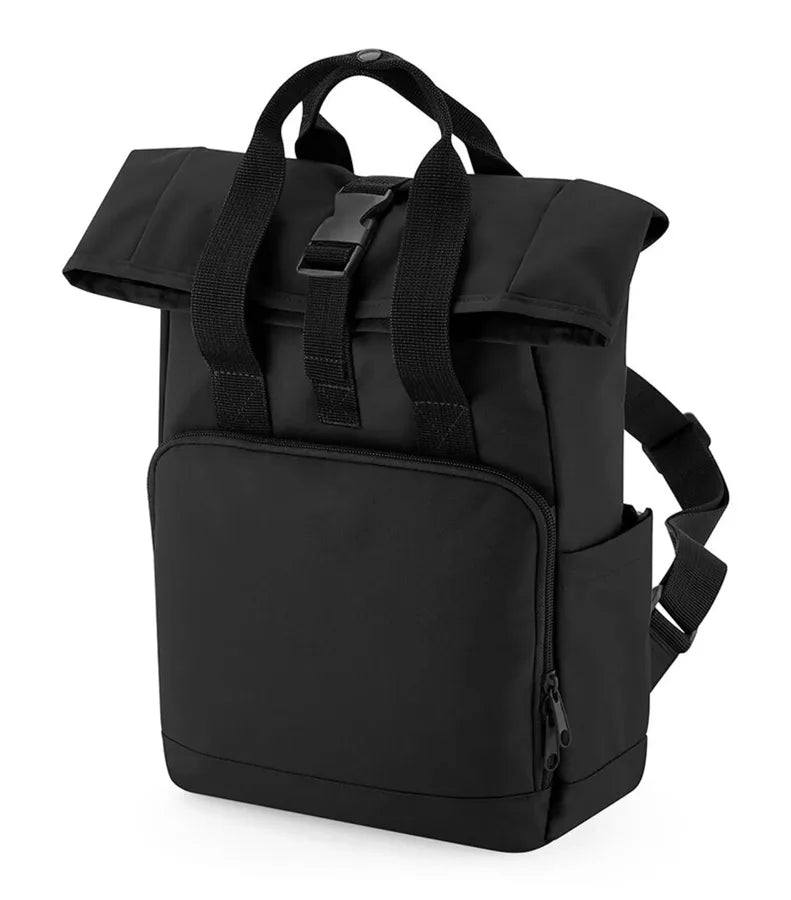 Recycled Mini Twin Handle Roll-Top Backpack Black