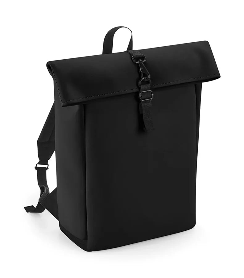Matte PU Roll-Top Backpack Black