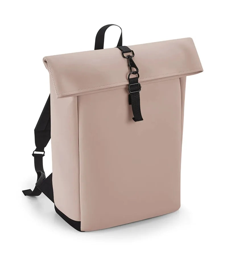 Matte PU Roll-Top Backpack NudePink
