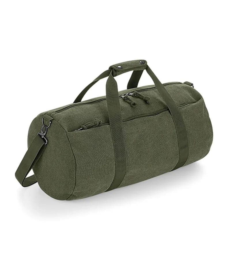 Vintage Canvas Barrel Bag VintageMilitaryGreen