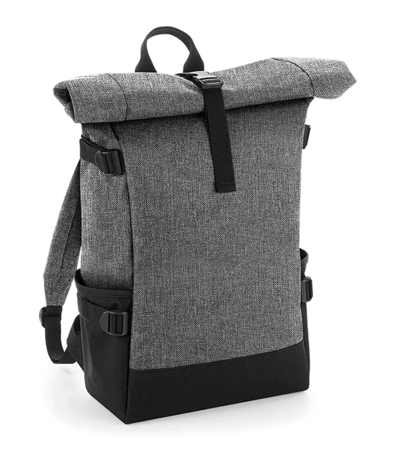 Block Roll-Top Backpack GreyMarl/Black