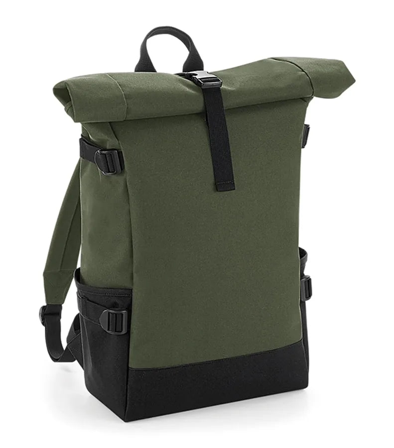 Block Roll-Top Backpack OliveGreen/Black