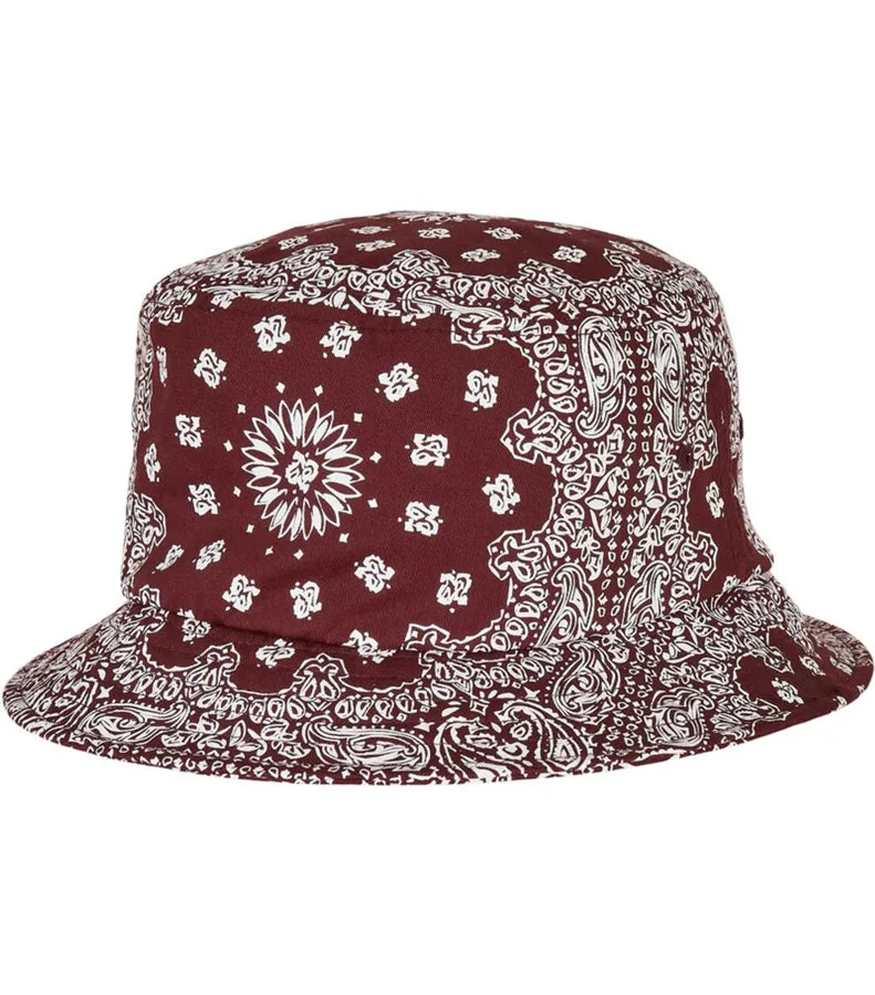 Bandana Print Bucket Hat Cherry/White