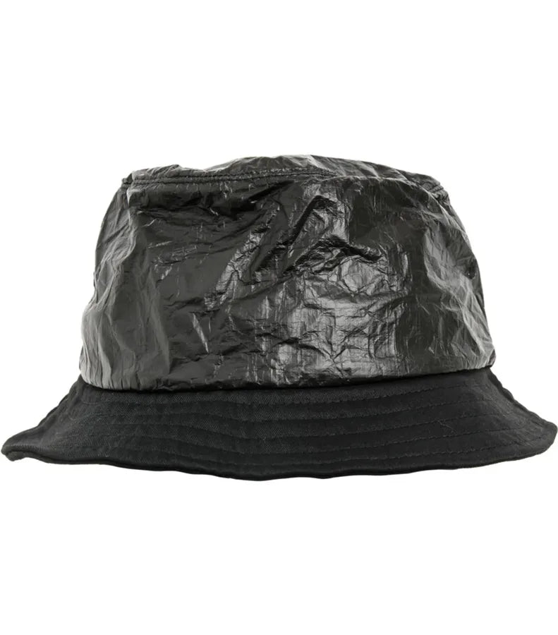 Crinkled Paper Bucket Hat Black