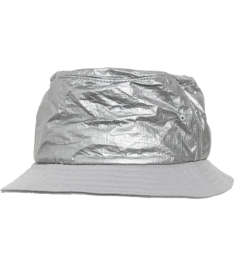 Crinkled Paper Bucket Hat Silver