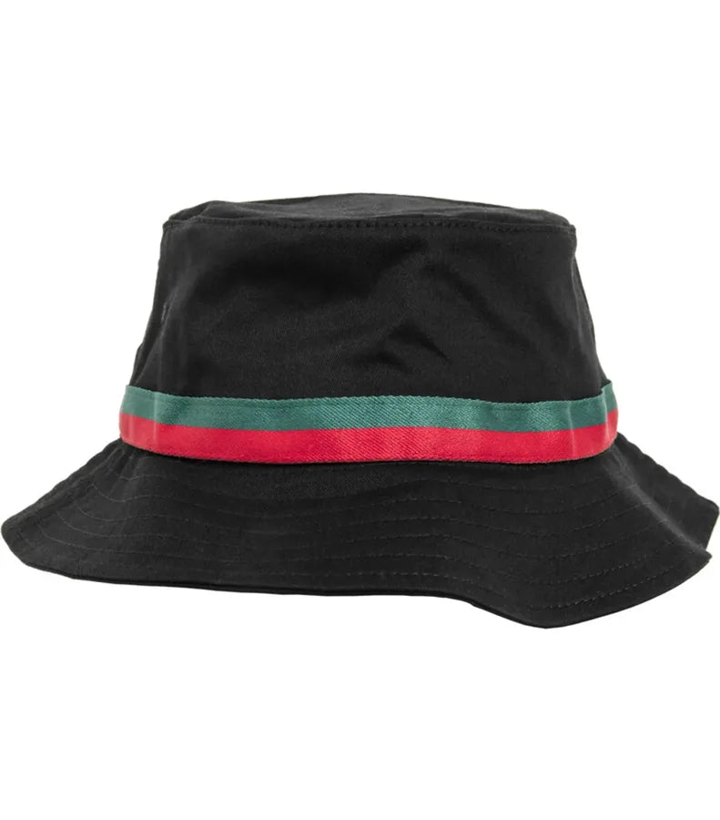 Stripe Bucket Hat Black/FireRed/Green