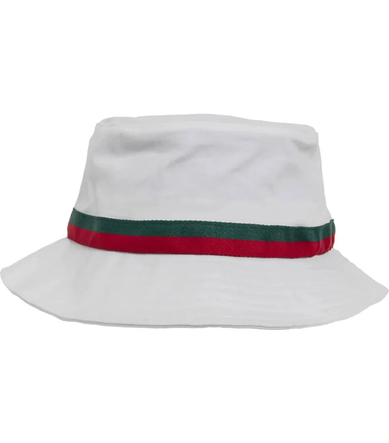 Stripe Bucket Hat White/FireRed/Green