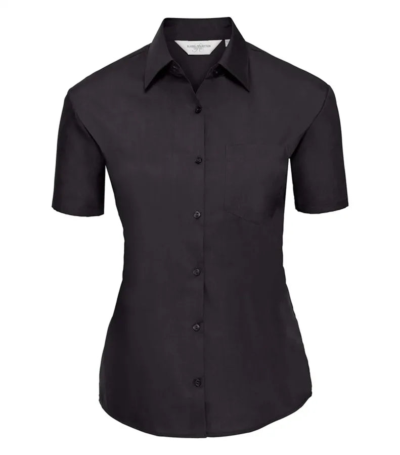 Ladies´ Short Sleeve Polycotton Easy Care Poplin S Black