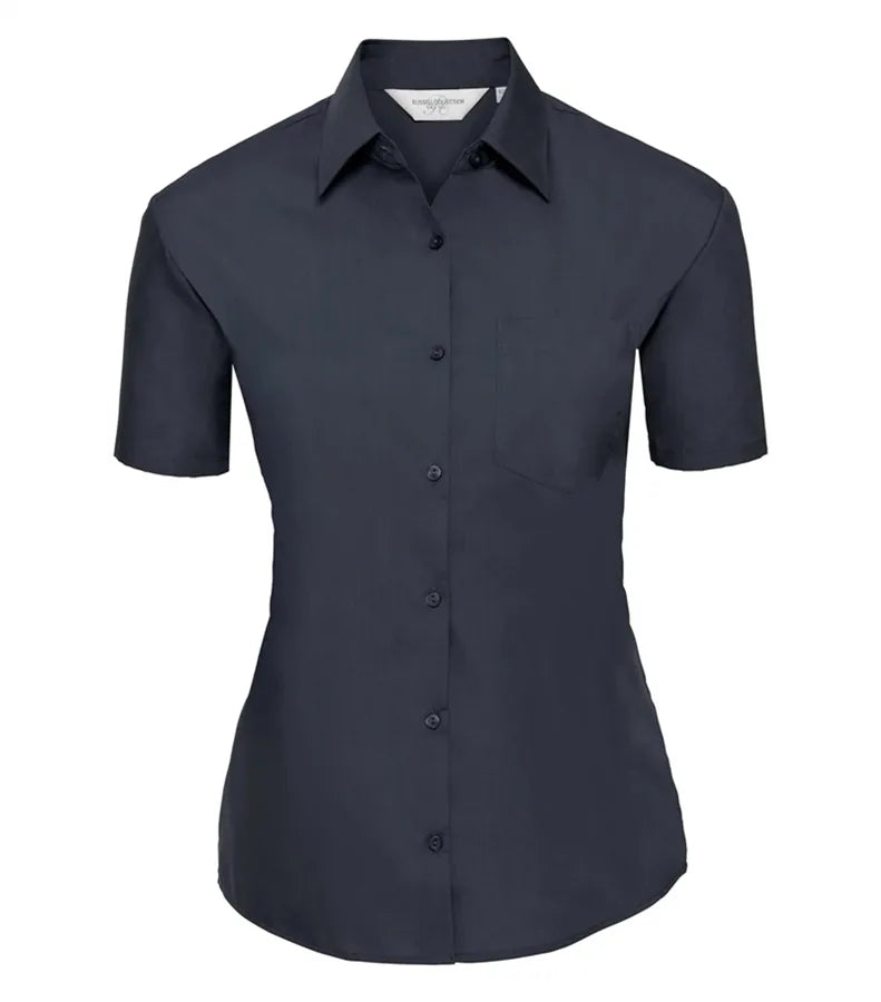Ladies´ Short Sleeve Polycotton Easy Care Poplin S FrenchNavy