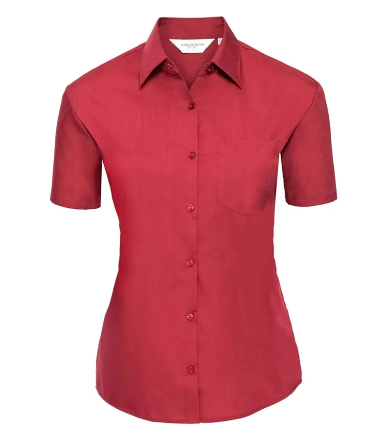 Ladies´ Short Sleeve Polycotton Easy Care Poplin S ClassicRed