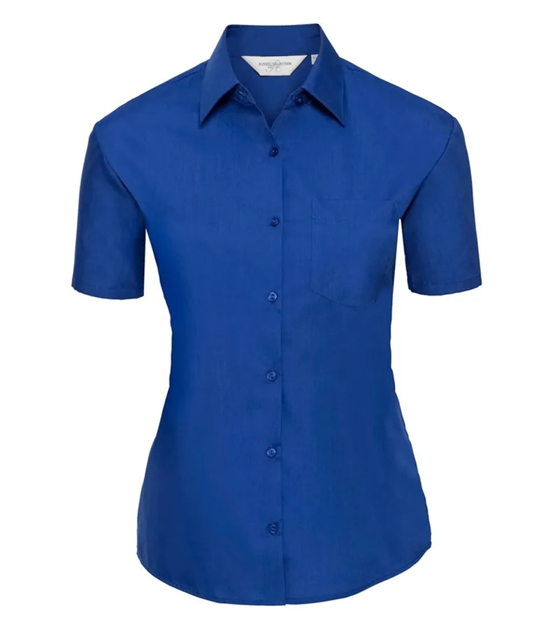 Ladies´ Short Sleeve Polycotton Easy Care Poplin S BrightRoyal