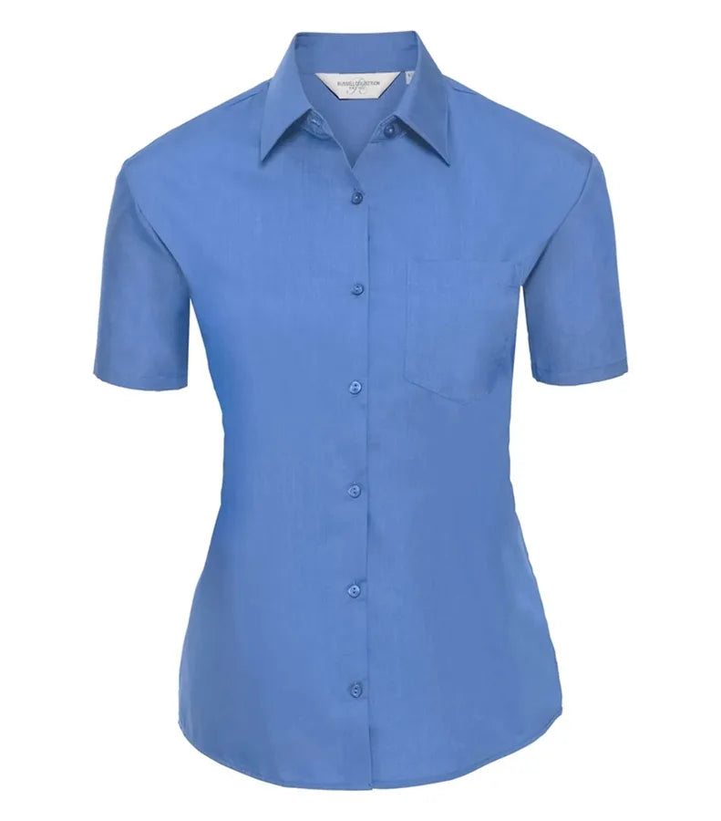 Ladies´ Short Sleeve Polycotton Easy Care Poplin S CorporateBlue