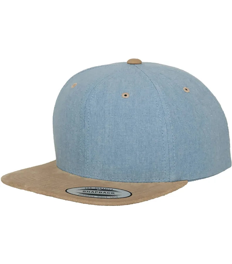 Chambray-Suede Snapback Blue/Beige