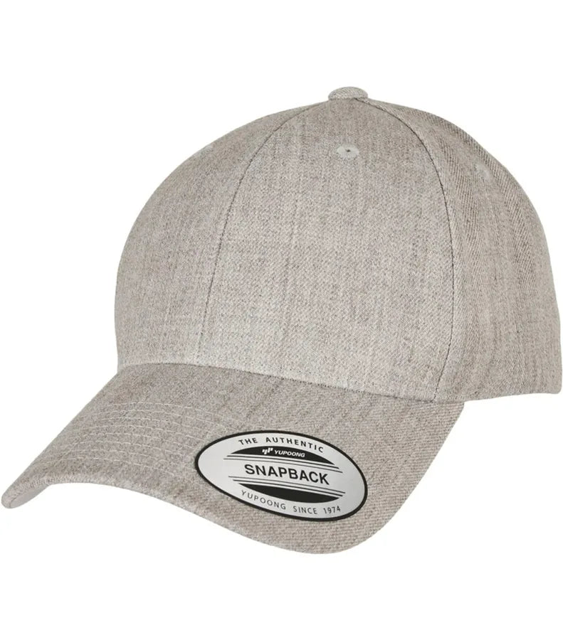 Premium Curved Visor Snapback Cap HeatherGrey