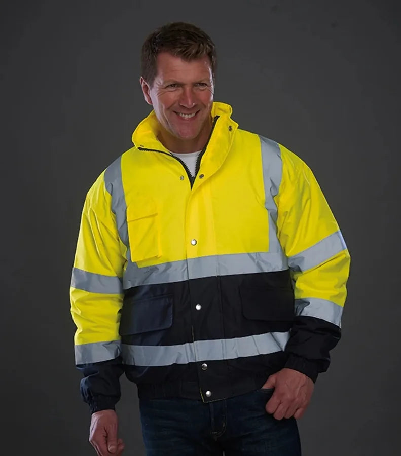 Hi vis 2-tone bomber jacket (HVP218) Orange/Navy