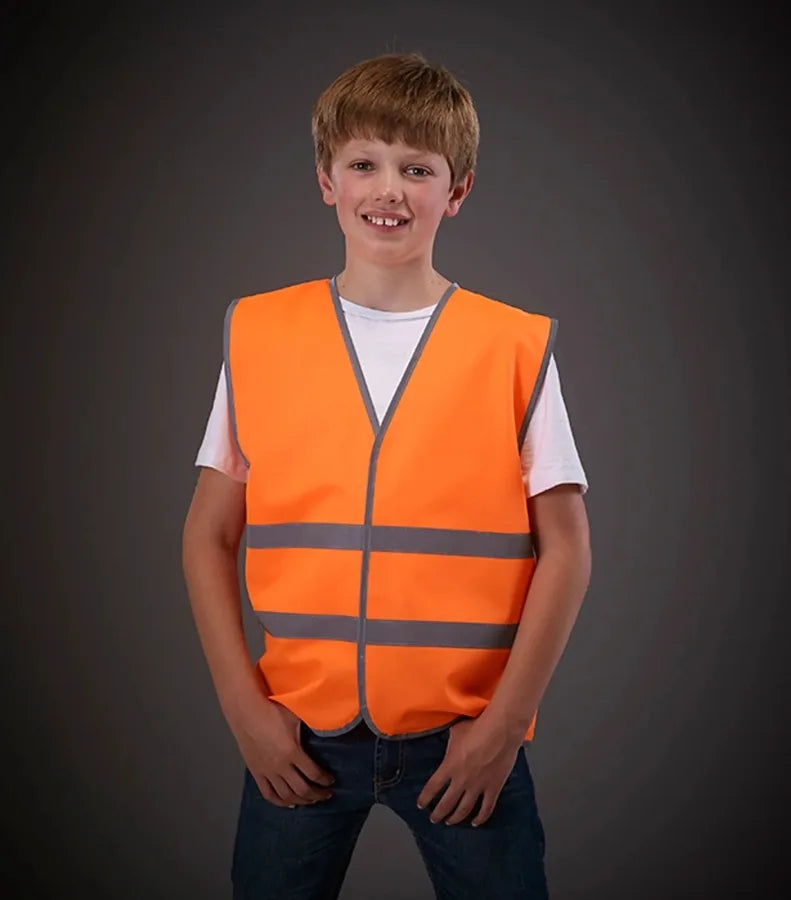 Hi vis reflective border kids waistcoat (HVW102CH) Orange
