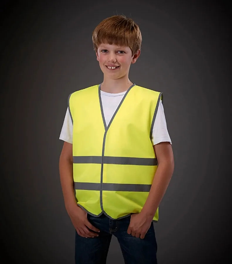 Hi vis reflective border kids waistcoat (HVW102CH) Yellow