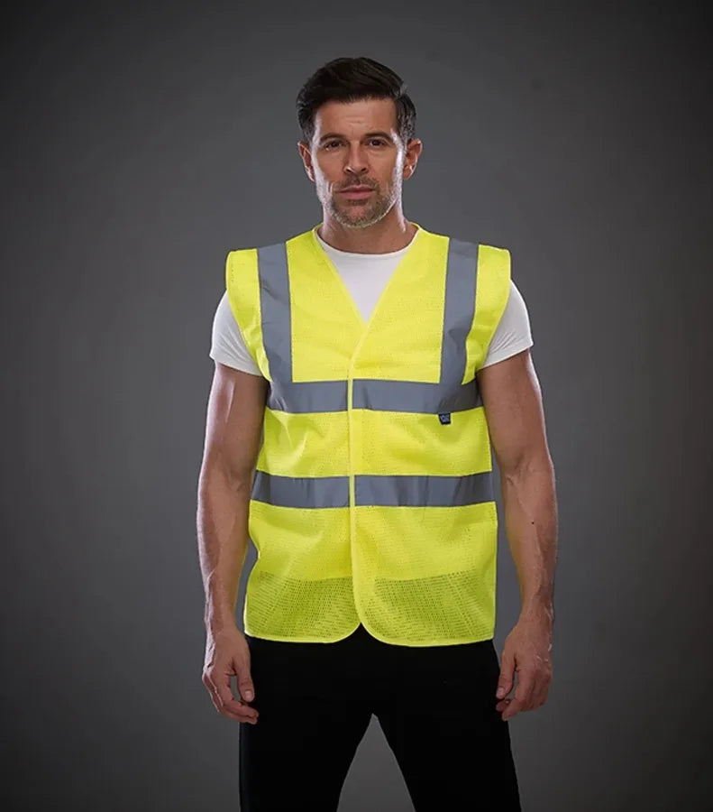 Top cool open mesh 2 band and braces waistcoat Yellow