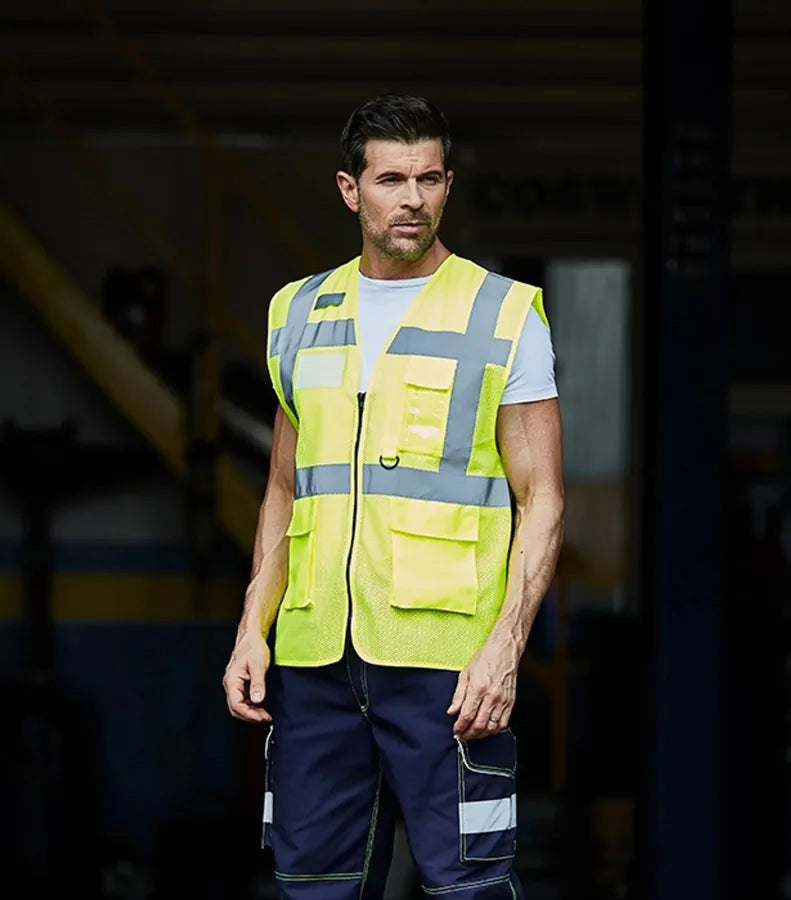 Hi vis top cool open mesh executive waistcoat Yellow/RoyalBlue
