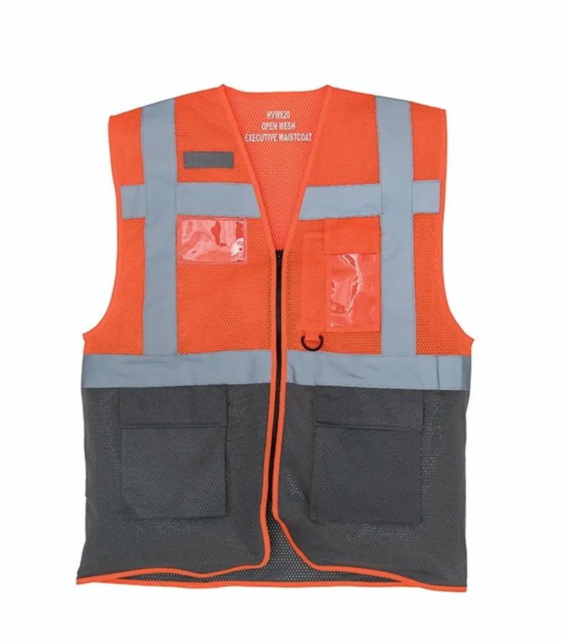 Hi vis top cool open mesh executive waistcoat Orange/Grey