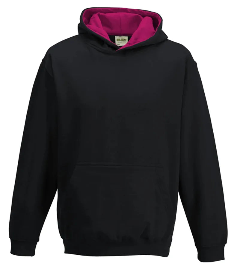 Kids Varsity Hoodie JetBlack/HotPink