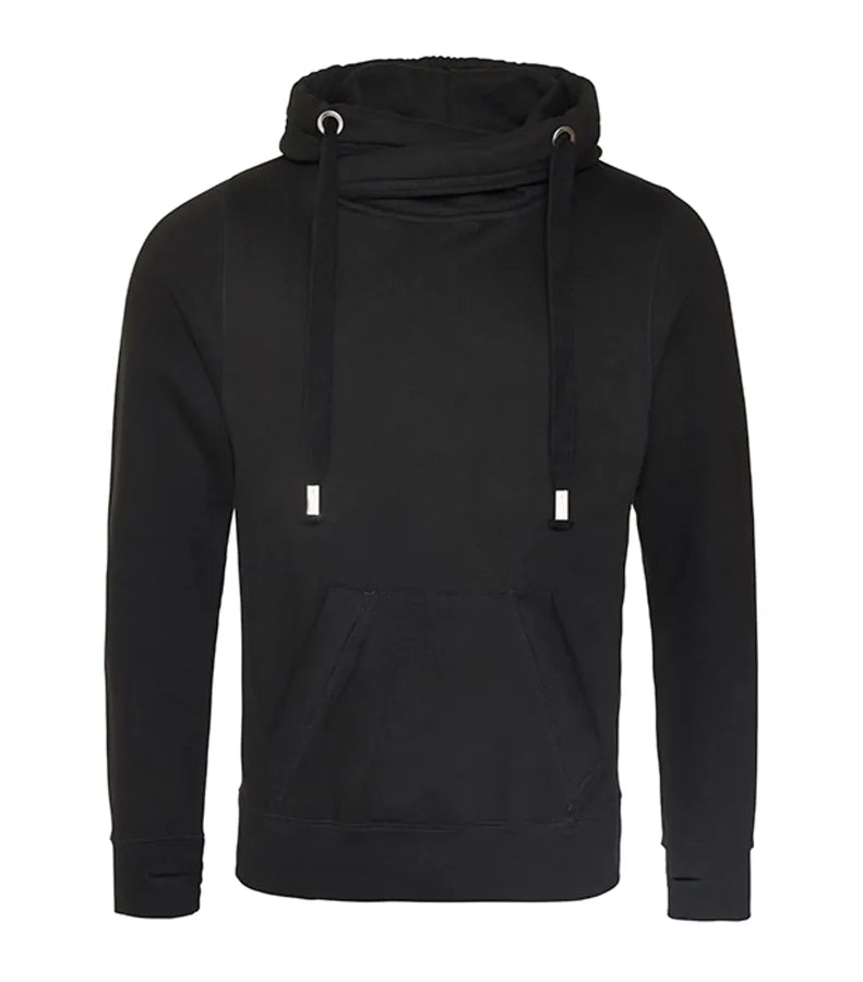 Cross Neck Hoodie JetBlack