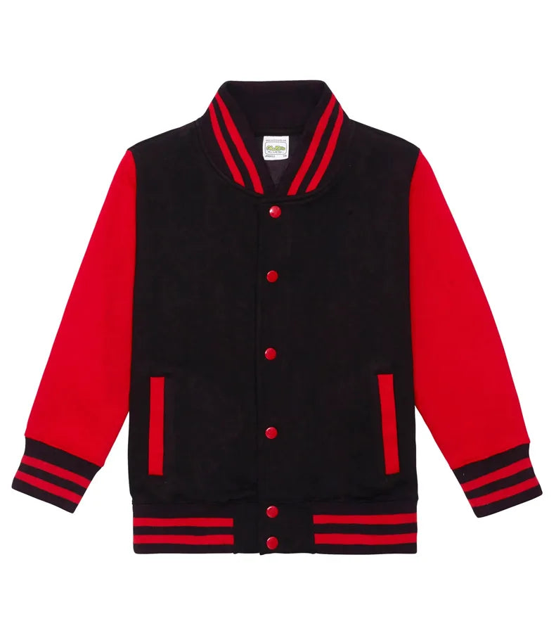 Kids Varsity Jacket JetBlack/FireRed