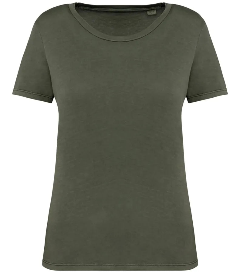 Ladies Faded Straight fit T-shirt 165gsm WashedOrganicKhaki