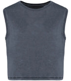 Ladies faded cropped sleeveless t-shirt WashedMineralGrey