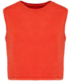 Ladies faded cropped sleeveless t-shirt WashedPaprika