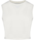 Ladies faded cropped sleeveless t-shirt WashedIvory