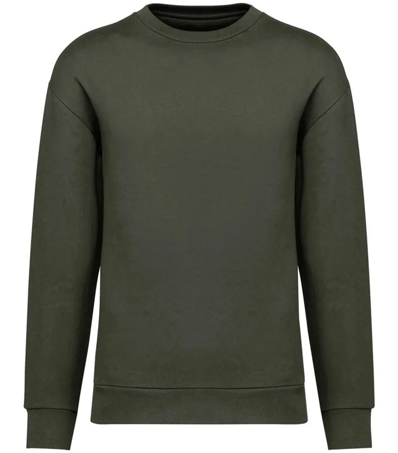 Uni. EcoFriendly Brushed Fleece Drop.Shoulder Swea OrganicKhaki