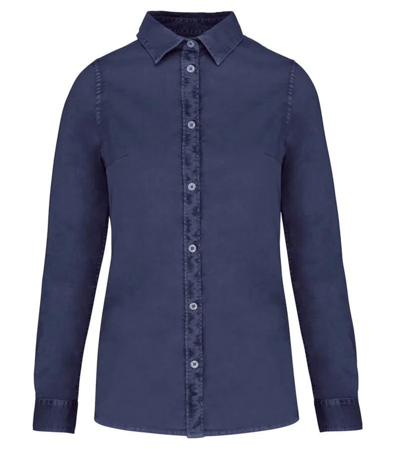 Ladies washed shirt WashedNavy