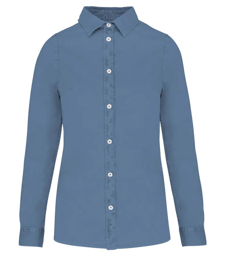 Ladies washed shirt WashedCoolBlue