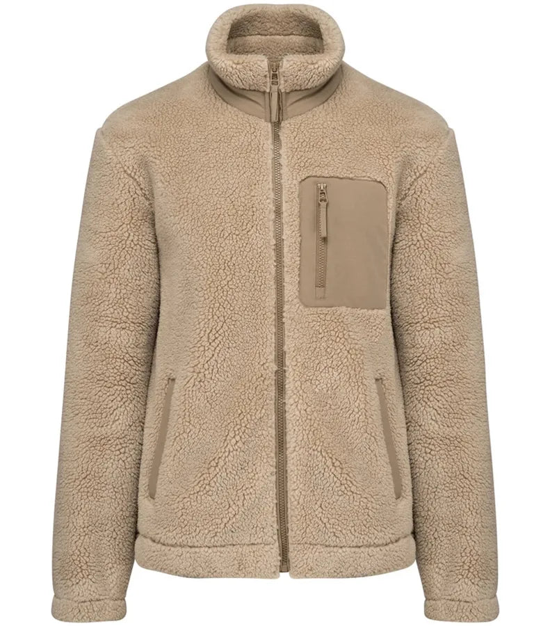 Unisex Eco-Friendly Sherpa Jacket WetSand/Driftwood