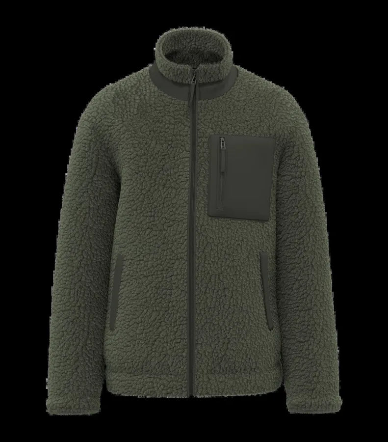 Unisex Eco-Friendly Sherpa Jacket ForestKhaki/DarkForestKhaki