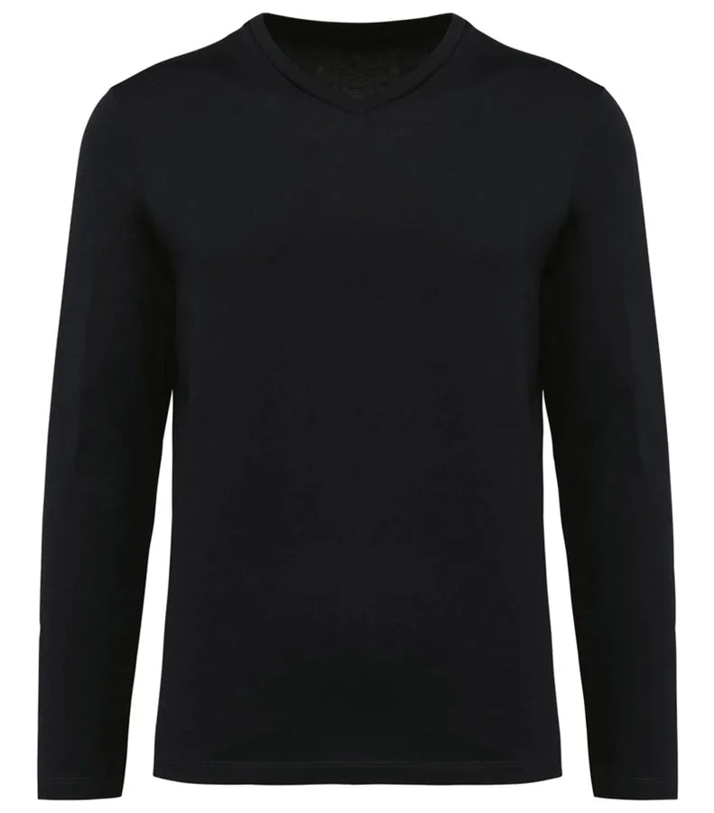 Men's V-Neck Long-Sleeved Supima® T-shirt Black