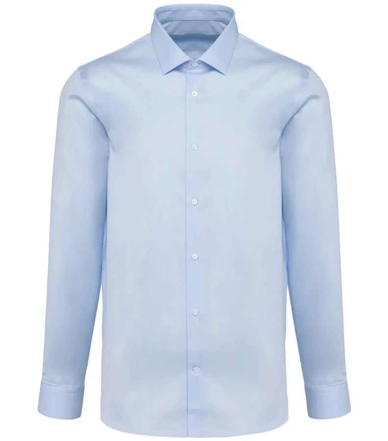 Men's Long-Sleeved Poplin Shirt EssentialSkyblue