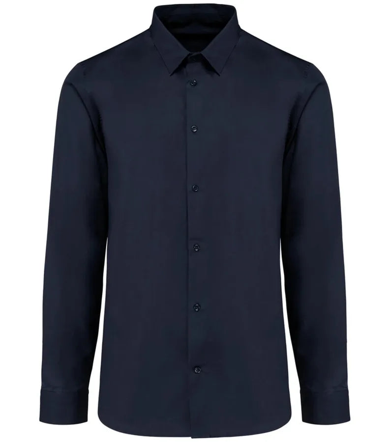 Men's Long-Sleeved Poplin Shirt EssentialDarkNavy