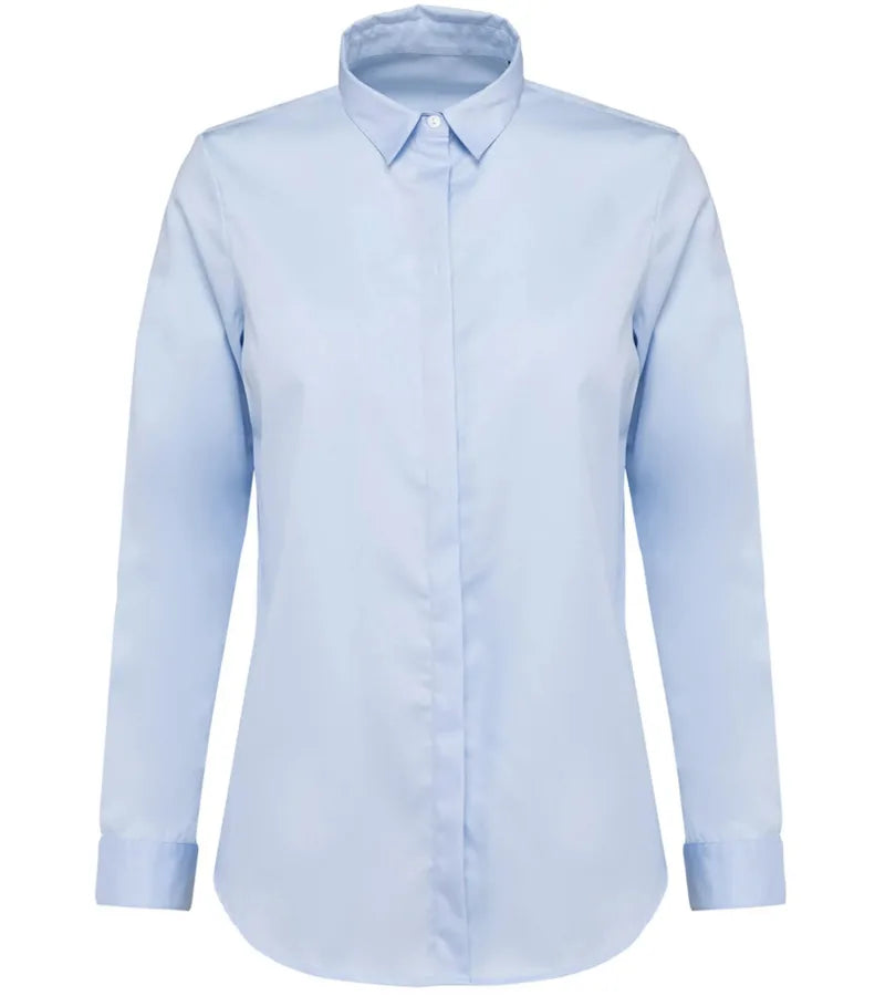 Ladies' Long-Sleeved Twill Shirt EssentialLightBlue