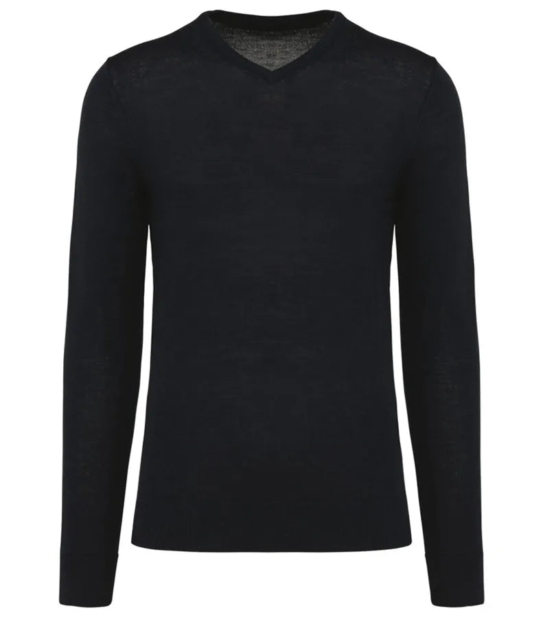 Men's V-Neck Merino Jumper Black