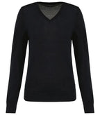 Ladies' V-neck Merino Jumper Black