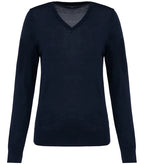 Ladies' V-neck Merino Jumper DeepNavy