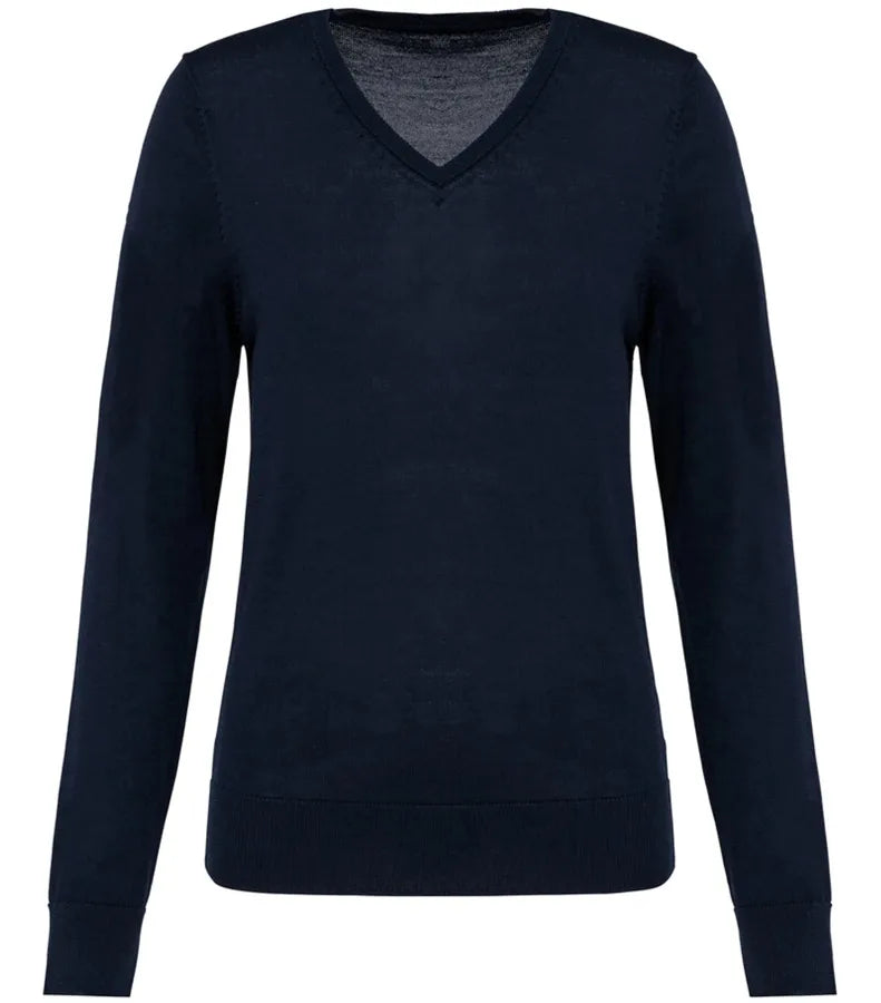 Ladies' V-neck Merino Jumper DeepNavy