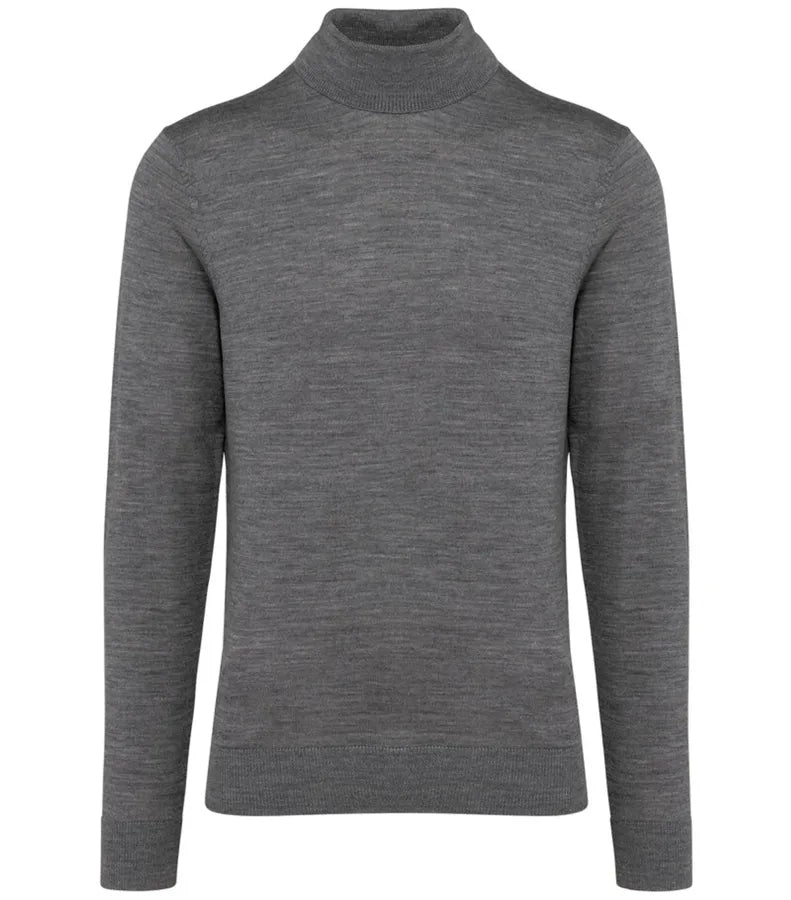 Men's Roll-Neck Merino Jumper GreyHeather